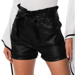 Akira paper bag style leather shorts